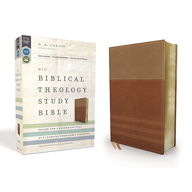 NIV, Biblical Theology Study Bible, Leathersoft, Tan/Brown, Indexed, Comfort Print