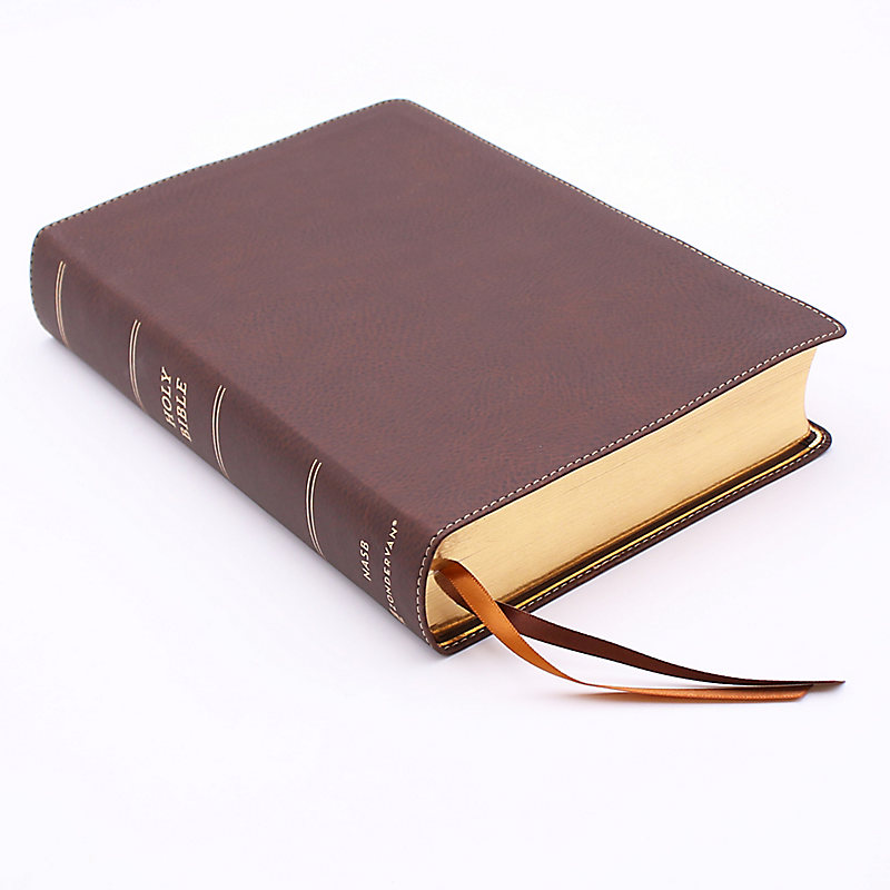 NASB Wide Margin Comfort Print Leathersoft Single-Column Reference Bible 1995 Text Brown 