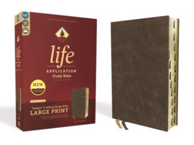 NIV, Life Application Study Bible, Third Edition, Large Print, Bonded Leather, Brown, Red Letter Edition, Thumb Indexed
