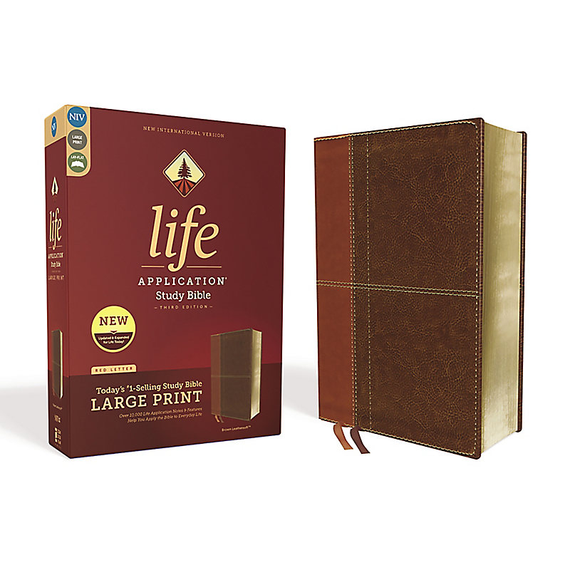NIV Life Application Study Bible Red Letter Edition [Third Edition, Large Print, Brown]