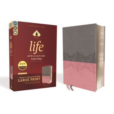 NIV, Life Application Study Bible, Third Edition, Large Print, Leathersoft, Gray/Pink, Red Letter Edition