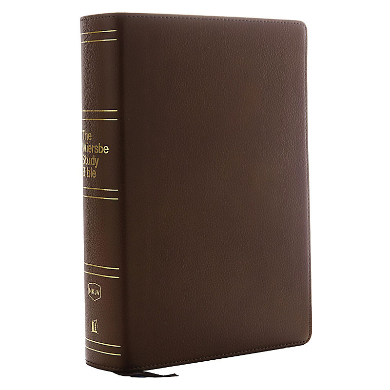 NKJV, Wiersbe Study Bible, Genuine Leather, Brown, Red Letter Edition, Comfort Print