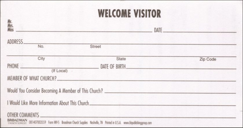 Guest Card - Information for the Pastor | Lifeway