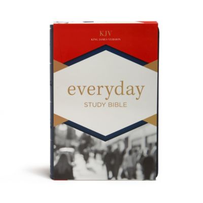 KJV Everyday Study Bible, Navy Cross LeatherTouch