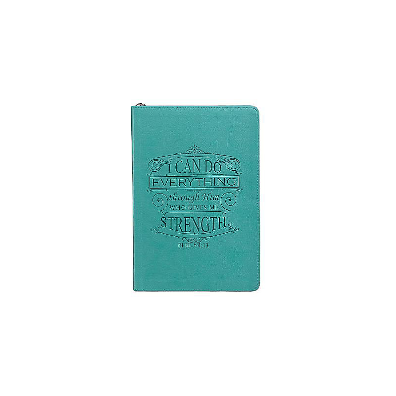 I Can Do Everything: Teal Lux-Leather Journal with Zipper