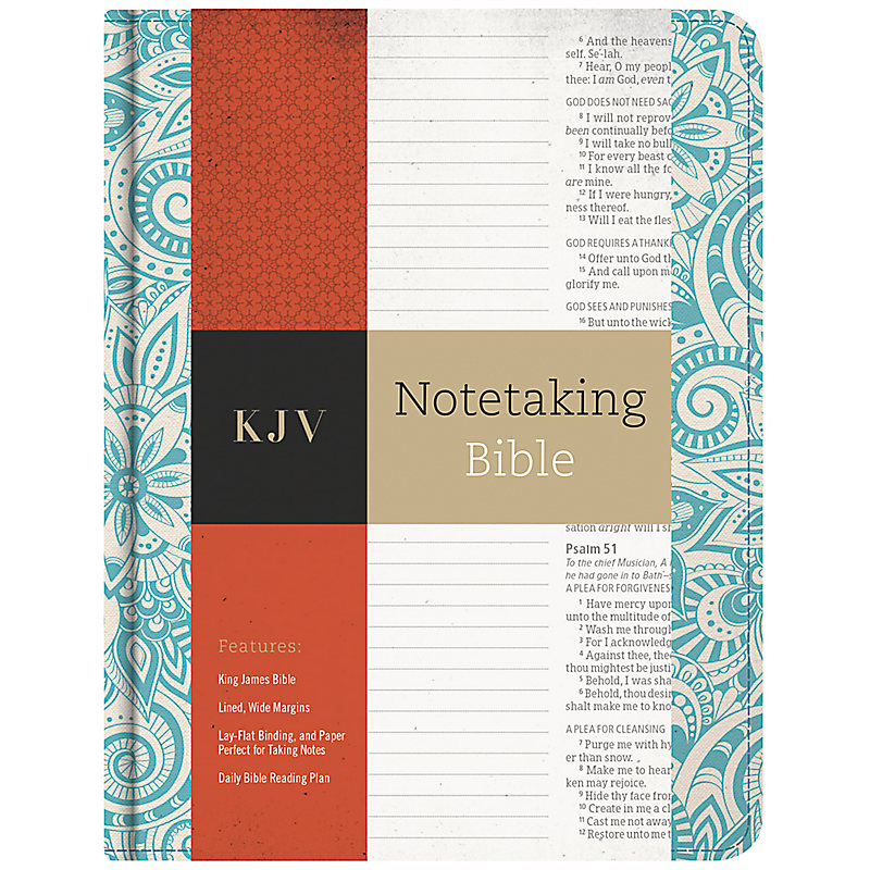 KJV Notetaking Bible, Blue Floral Cloth Over Board Hardcover