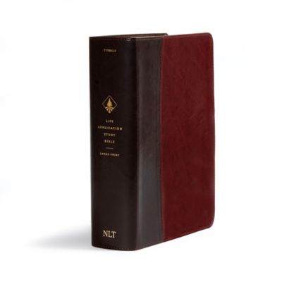 – New Living Translation Bible LeatherLike, Brown/Mahogany, Red Letter Large Print Study Bible for Enhanced Readability Third Edition Large Print Tyndale NLT Life Application Study Bible 