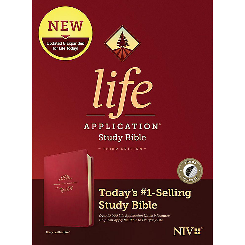 NIV Life Application Study Bible, Third Edition, Simulated Leather, Berry, Indexed