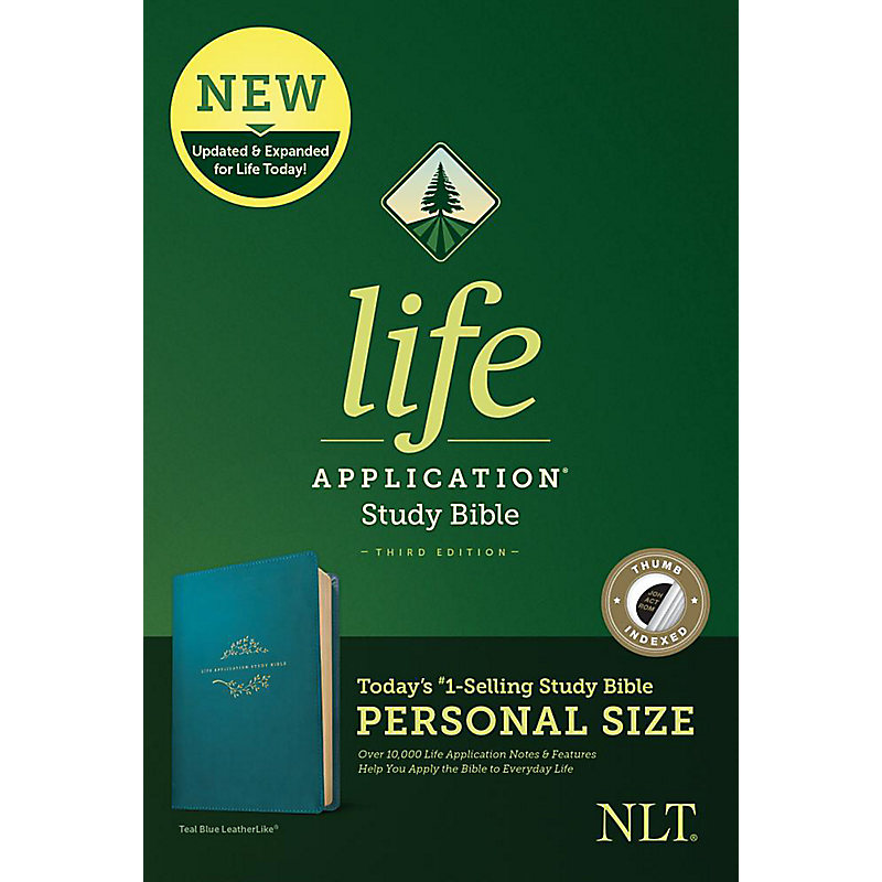 NLT Life Application Study Bible, Third Edition, Personal Size (Leatherlike, Teal Blue, Indexed)