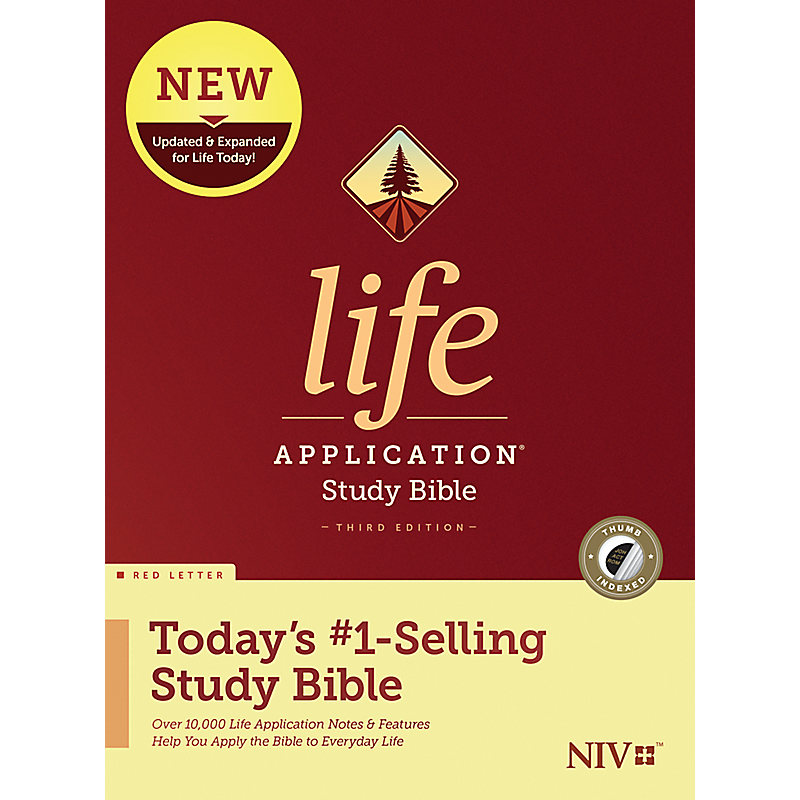 NIV Life Application Study Bible, Third Edition, Red Letter, Hardback, Indexed