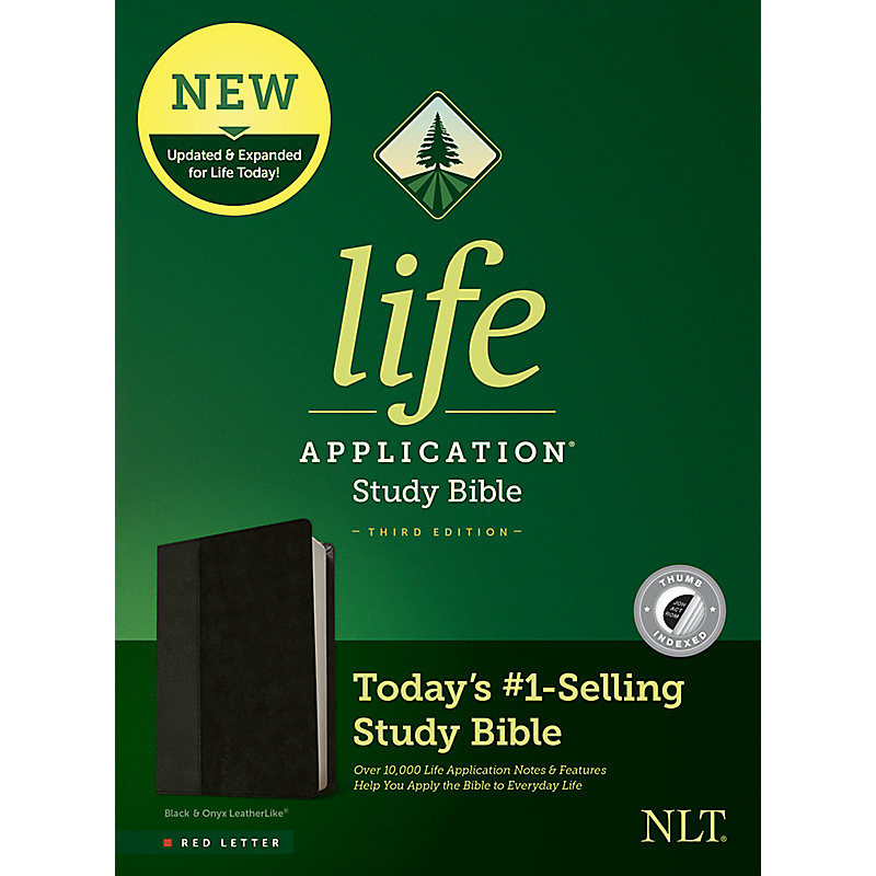 NLT Life Application Study Bible, Third Edition, Red Letter, Indexed SL Black Onyx