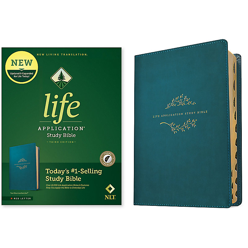 NLT Life Application Study Bible, Third Edition, Red Letter, Indexed SL Teal
