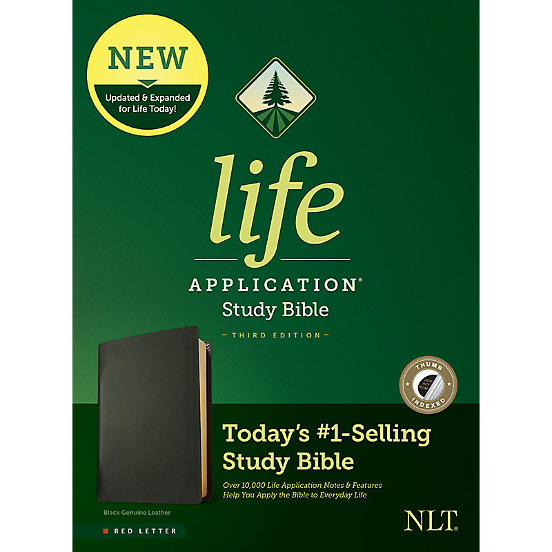 NLT Life Application Study Bible, Third Edition, Red Letter, Indexed Gen Leather Black
