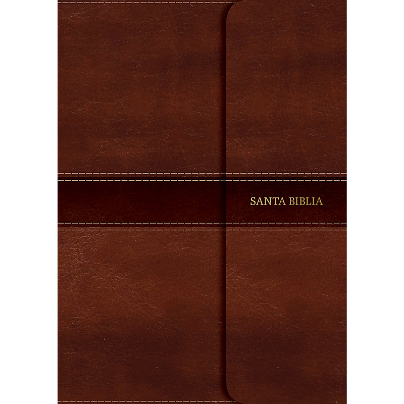 RVR 1960 Biblia Letra Grande Tamaño Manual marrón, símil piel con índice y solapa con imán