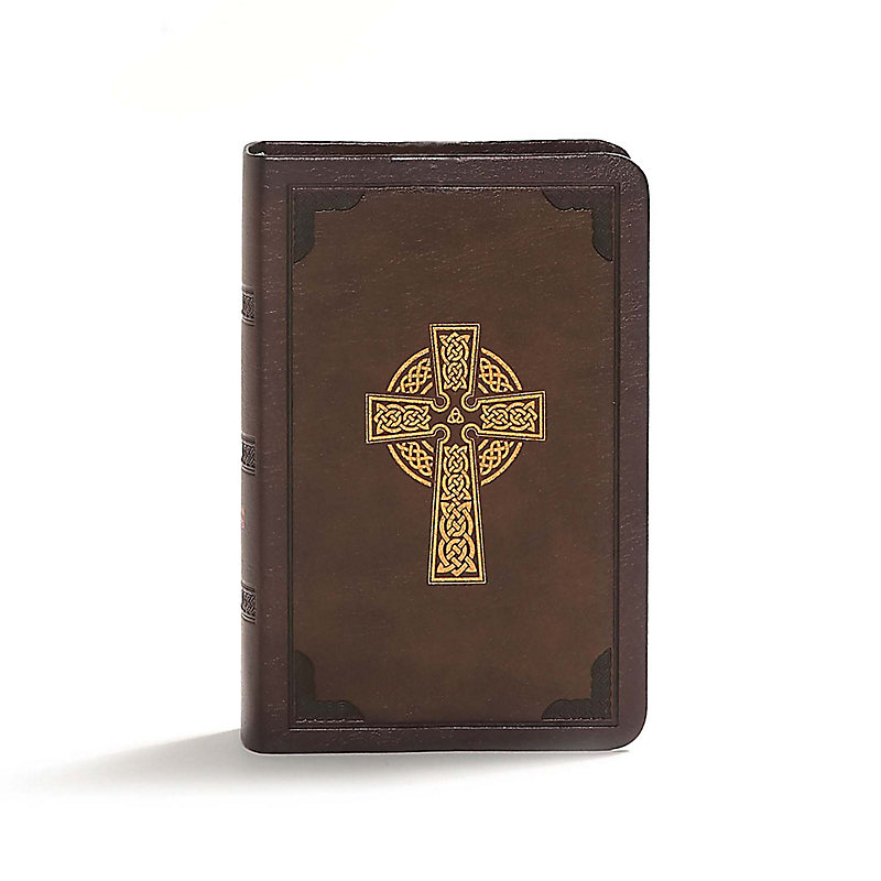 CSB Large Print Compact Reference Bible, Celtic Cross Brown LeatherTouch