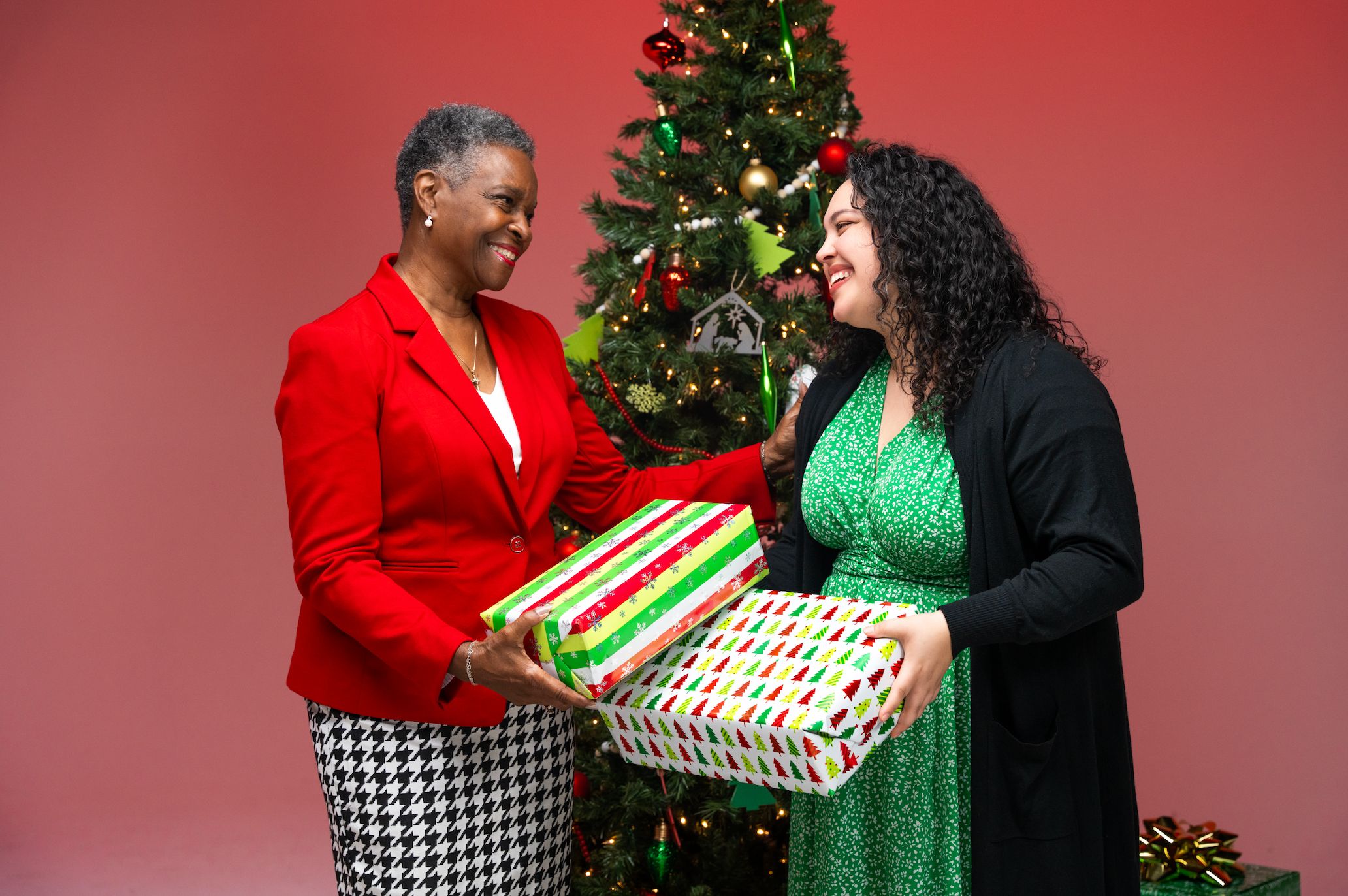 Women exchanging gifts