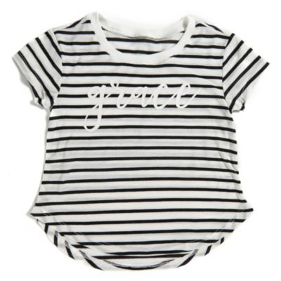 girls black and white striped t shirt