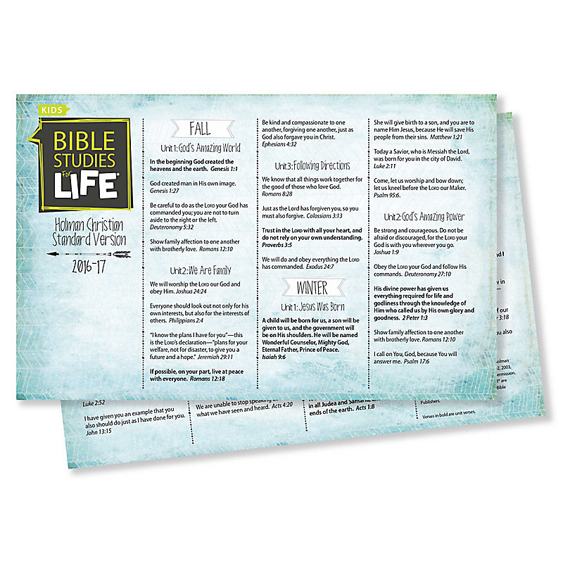 Bible Studies For Life: Kids Verse Cards for 2016-2017 - Pkg. 10