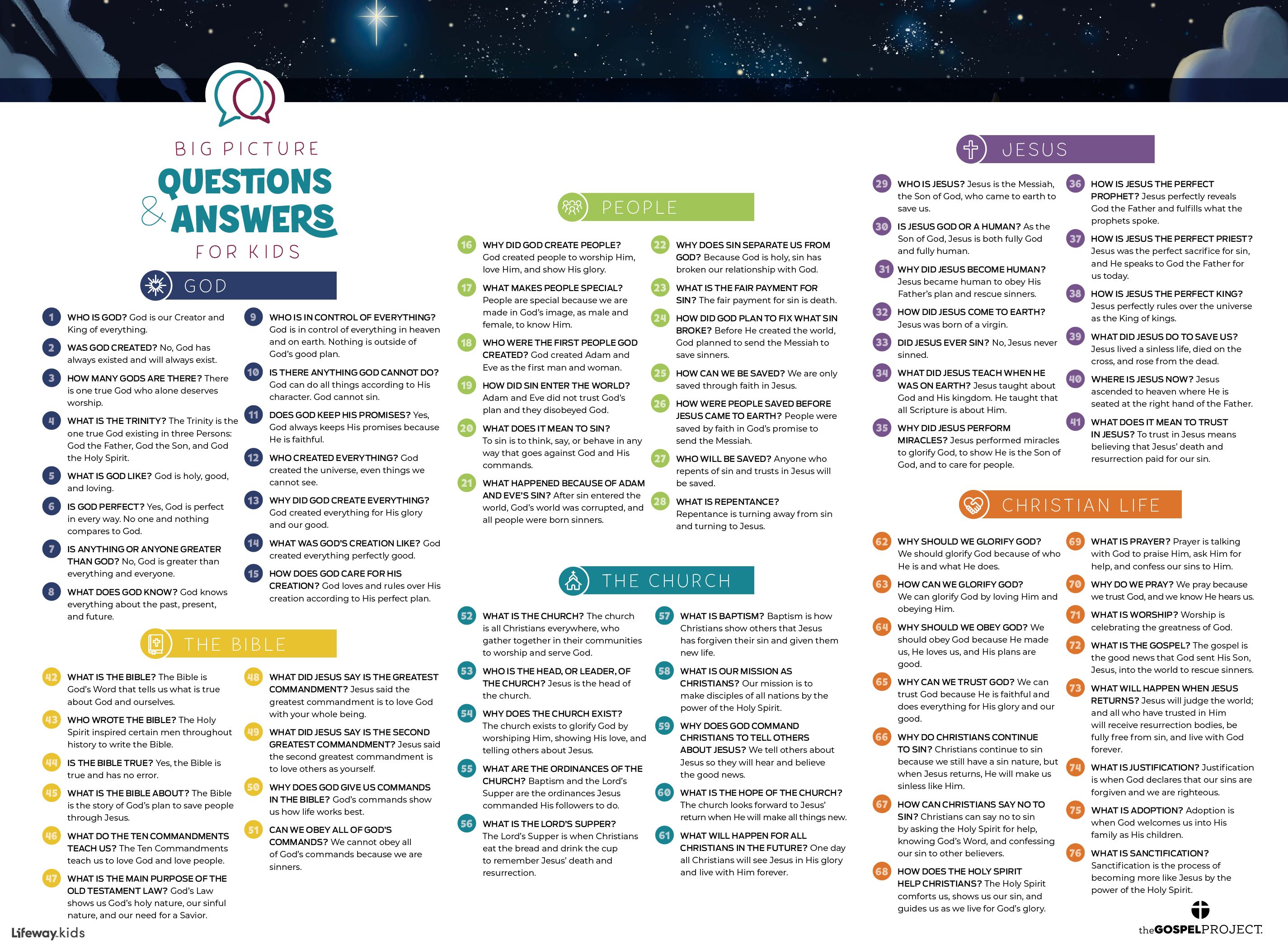 Big Picture Questions and Answers Lifeway