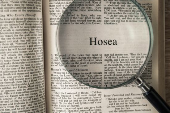 An open Bible turned to the book of Hosea.