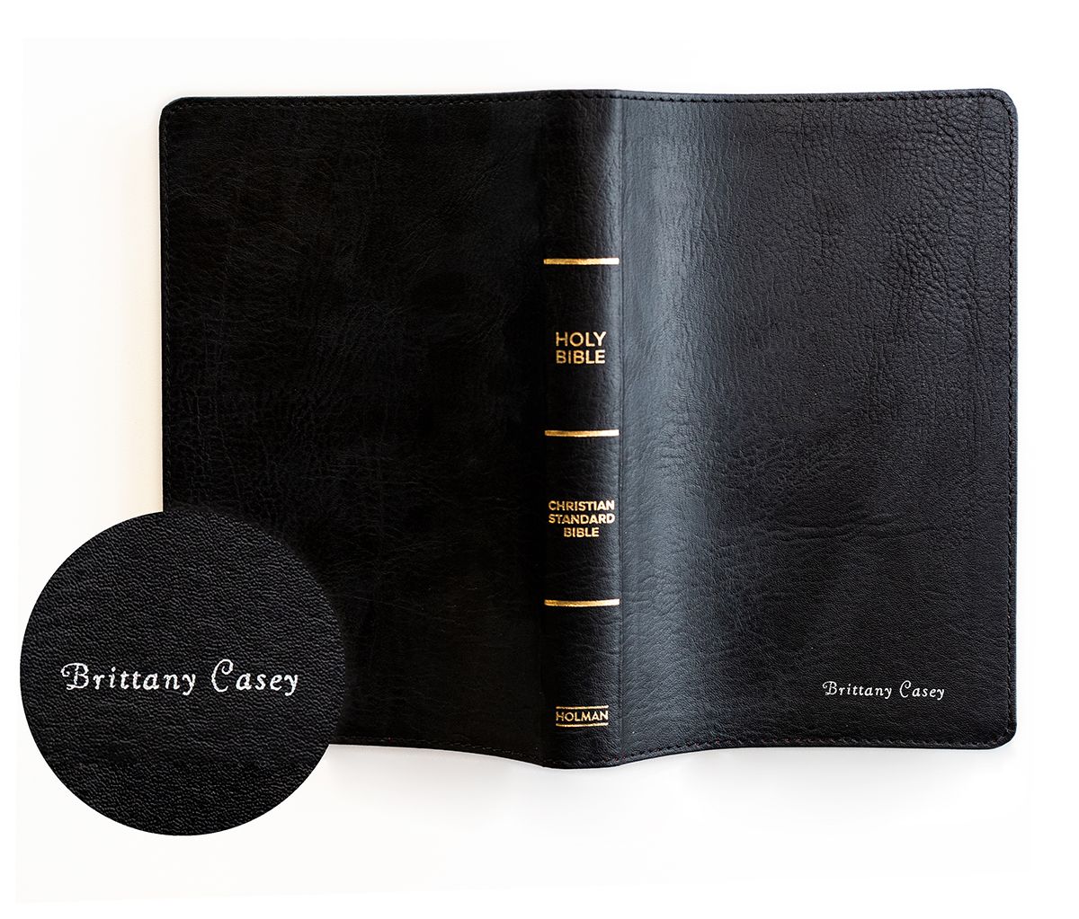 Blue Leather Cover Large Print Reference Bible Hand Lettered and Laser Engraved NASB Bible Personalized Custom Name Engraving Available 