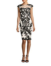 Embroidered Lace Cap Sleeve Sheath Dress | Lord & Taylor