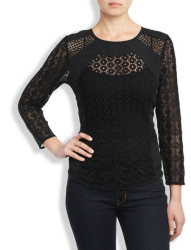 Black Mixed Lace Top | Lucky Brand