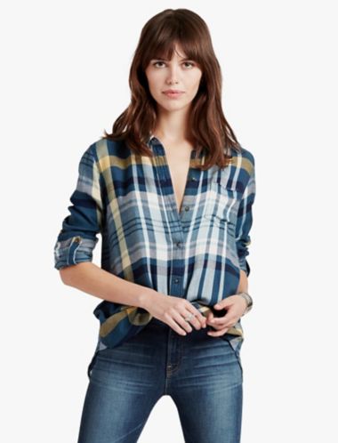 womens plaid shirt blue