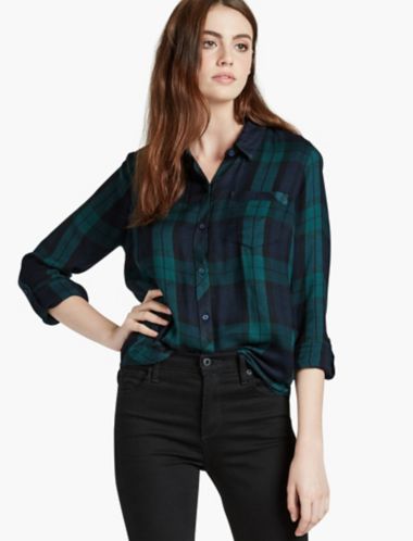 dark green plaid shirt womens