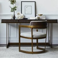 writing desk and chair with brass accents