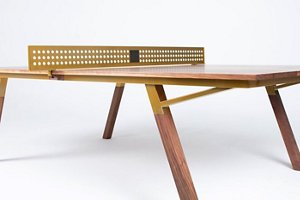 ping pong table with brass accents