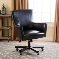 Simple leather mid back chair with straight angles