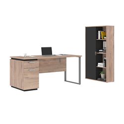 Aquarius 2-Piece Office Set with Computer Desk and Storage Bookcase