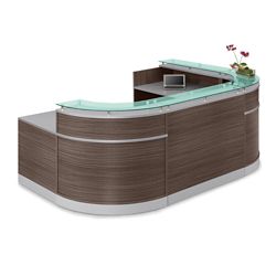 Esquire Glass Top U-Shaped Reception Desk with ADA Return - 110"W x 79"D