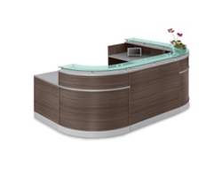 Esquire Glass Top U-Shaped Reception Desk with ADA Return - 110"W x 79"D