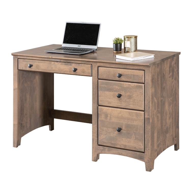 Shaker Home Office Solid Wood Single Pedestal Four Drawer Desk - 45