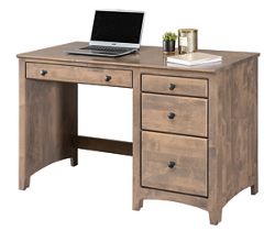 Solid Wood Single Pedestal Four Drawer Desk - 45.375"W