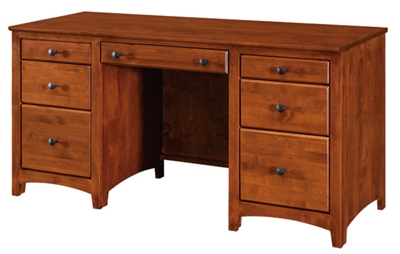 Shaker Home Office Solid Wood Double Pedestal Desk - 57.75"W