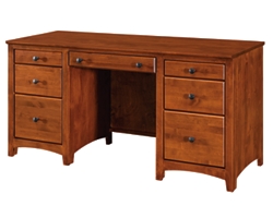 Shaker Home Office Solid Wood Double Pedestal Desk - 57.75"W