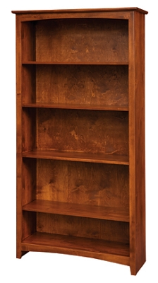 Five Shelf Solid Wood Bookcase - 72"H
