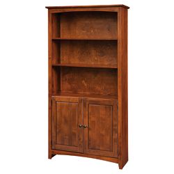 Shaker Home Office 5-Shelf Solid Wood Bookcase with Doors - 72"H