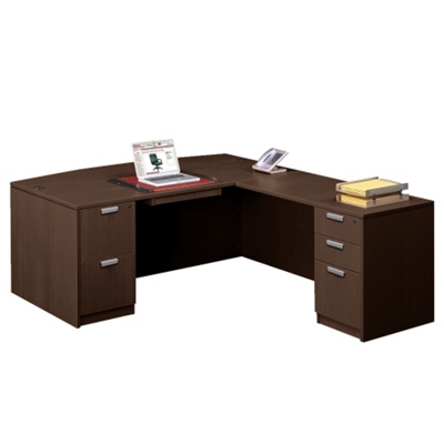 Metropolitan Adjustable Height L-Shaped Desk with Left Return by NBF  Signature Series