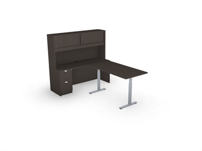 Contemporary Height Adjustable L-Shaped Desk w/ Hutch