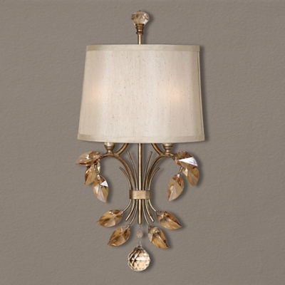Crystal Leaves Wall Sconce Light