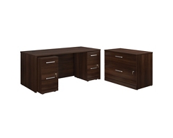 Affirm 2-Drawer Double Pedestal Desk w/ Lateral File - 71"W x 29.5"D