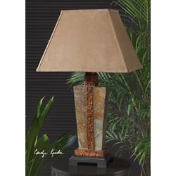Carved Slate Table Lamp, Indoor/Outdoor