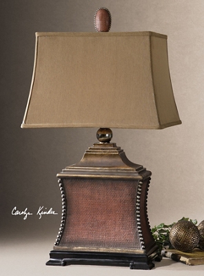 Aged Red Table Lamp