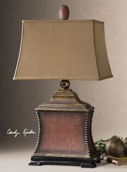 Aged Red Table Lamp