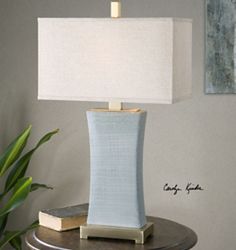 Textured Pale Blue Table Lamp