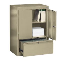 Two Shelf Storage Cabinet with File Drawer